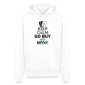 GARDER CALME GO ACHETER ET MAINTENIR Design - Idée cadeau - Sweat à capuche Premium bio Homme - blanc - Devant - Nico (187cm)