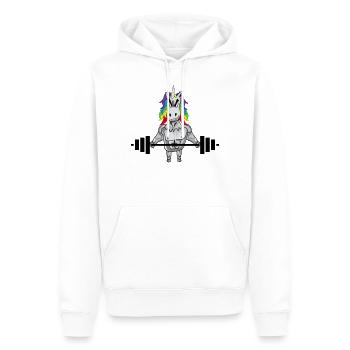 Fitness Einhorn Punk - Männer Premium Bio Hoodie - Weiß - Vorne - Nico (187cm)