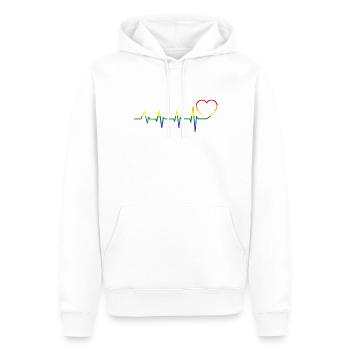 Heartbeat Herzschlag LGBT CSD Shirt - Männer Premium Bio Hoodie - Weiß - Vorne - Nico (187cm)