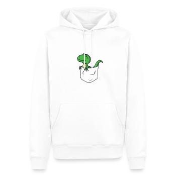 Mignon poche poitrine Dino - Sweat à capuche Premium bio Homme - blanc - Devant - Nico (187cm)