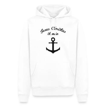 JESUS CHRISTUS IST MEIN ANKER CHRISTLICHE KLEIDUNG - Männer Premium Bio Hoodie - Weiß - Vorne - Nico (187cm)