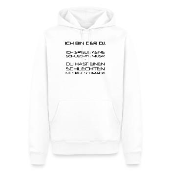 DJ - Männer Premium Bio Hoodie - Weiß - Vorne - Nico (187cm)