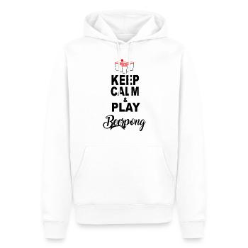 Keep Calm and Play BeerPong T-Shirt Geschenkidee - Männer Premium Bio Hoodie - Weiß - Vorne - Nico (187cm)