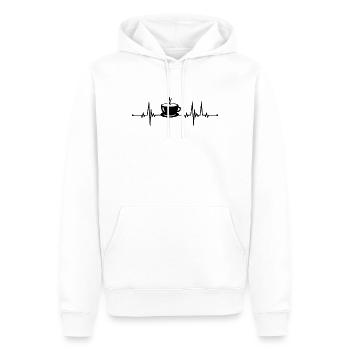 Kaffee Herzschlag Puls - Koffein Junkie Geschenk - Männer Premium Bio Hoodie - Weiß - Vorne - Nico (187cm)