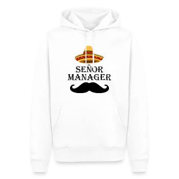 Senor Manager Señor Management Mexico - Sweat à capuche Premium bio Homme - blanc - Devant - Nico (187cm)