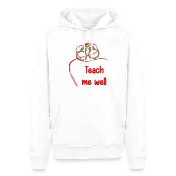 Teach me well - Männer Premium Bio Hoodie - Weiß - Vorne - Nico (187cm)