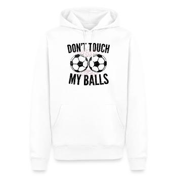 Greif nicht nach meinen Bäller, Humor, Fussball - Männer Premium Bio Hoodie - Weiß - Vorne - Nico (187cm)