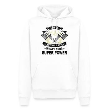 Supermacht, Tattoo, Geschenk, Job, Haut, Farbe - Männer Premium Bio Hoodie - Weiß - Vorne - Nico (187cm)