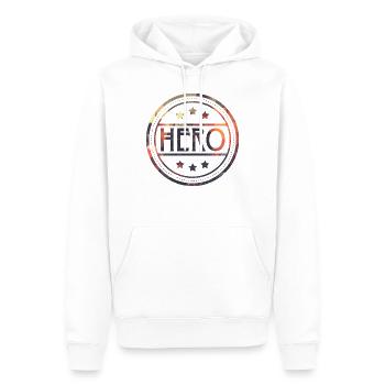 Timbre-cadeau de héros de super pouvoirs disant fête - Sweat à capuche Premium bio Homme - blanc - Devant - Nico (187cm)