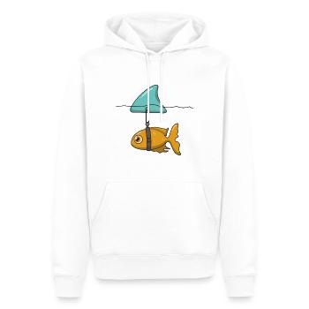 Goldfisch mit Haifischflosse - Männer Premium Bio Hoodie - Weiß - Vorne - Nico (187cm)