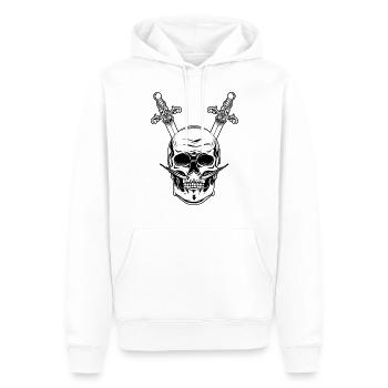 Totenkopf - Männer Premium Bio Hoodie - Weiß - Vorne - Nico (187cm)