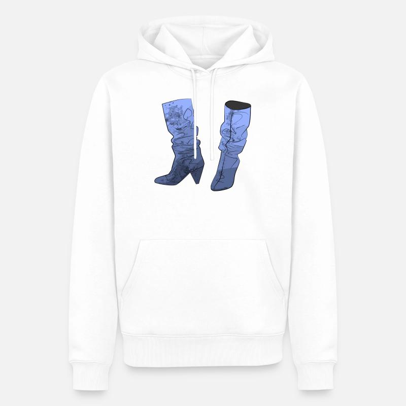 Frauen Stiefel Schuh Geschenk - Männer Premium Bio Hoodie - Weiß