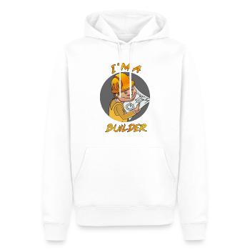 I am a builder - Ich bin ein Baumeister - Männer Premium Bio Hoodie - Weiß - Vorne - Nico (187cm)