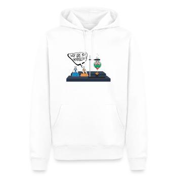 Chimie, surréagé, overreacting, amour - Sweat à capuche Premium bio Homme - blanc - Devant - Nico (187cm)