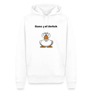 Gans gefährlich Tier Comic Wortspiel Geschenkidee - Männer Premium Bio Hoodie - Weiß - Vorne - Nico (187cm)