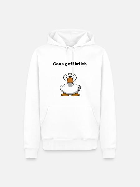 oca pericoloso animale comico gioco di parole idea regalo - Felpa con cappuccio ecologica premium da uomo - bianco