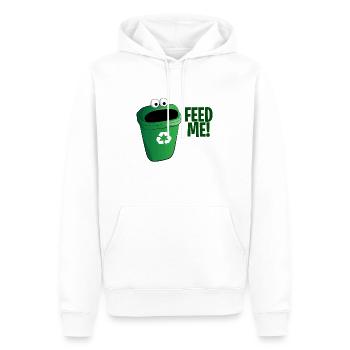Abfalleimer Recycling Fütter mich Geschenk - Männer Premium Bio Hoodie - Weiß - Vorne - Nico (187cm)