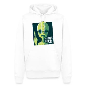 Alien - Humans Suck - Motif drôle - Sweat à capuche Premium bio Homme - blanc - Devant - Nico (187cm)