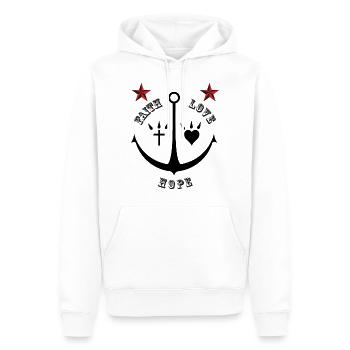Faith love hope - Sweat à capuche Premium bio Homme - blanc - Devant - Nico (187cm)