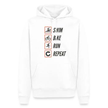 Swim Bike Run Repeat - Männer Premium Bio Hoodie - Weiß - Vorne - Nico (187cm)