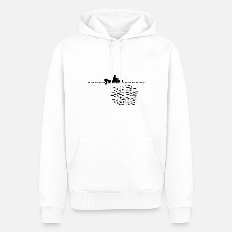 Pêche, pêche, loisirs, attraper - Sweat à capuche Premium bio Homme - blanc