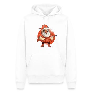 Santa le chasseur, Noël, père Noël - Sweat à capuche Premium bio Homme - blanc - Devant - Nico (187cm)