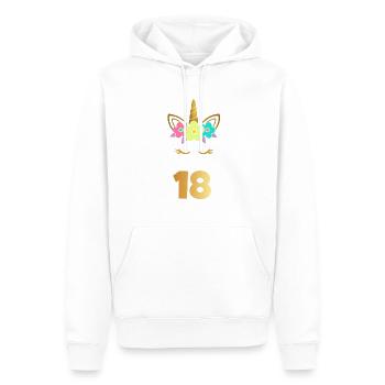18 Jahre Geburtstag rund Einhorn Geschenk - Männer Premium Bio Hoodie - Weiß - Vorne - Nico (187cm)