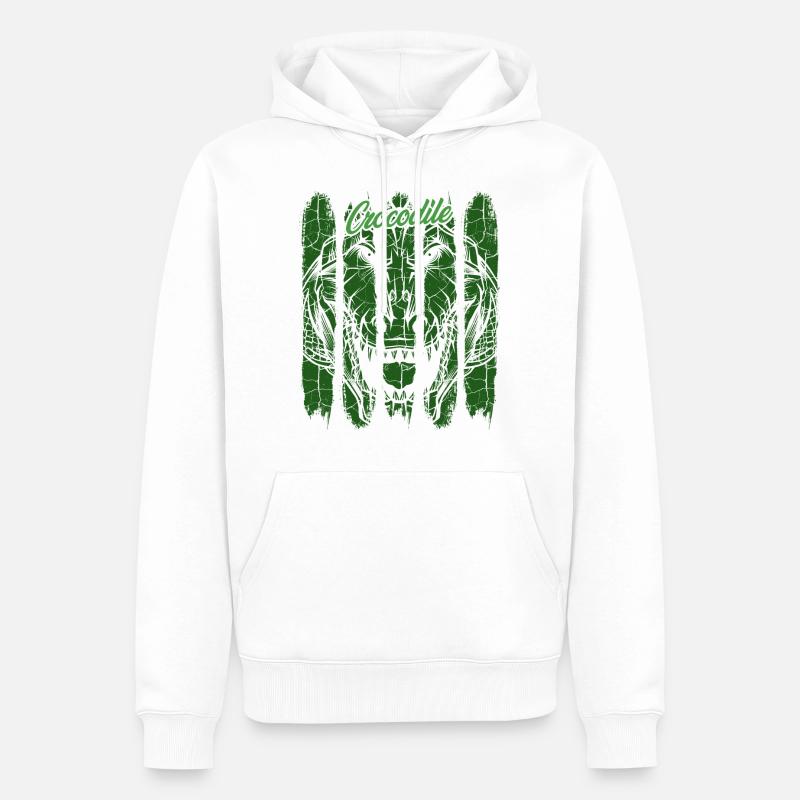 Krokodil Retro - Männer Premium Bio Hoodie - Weiß