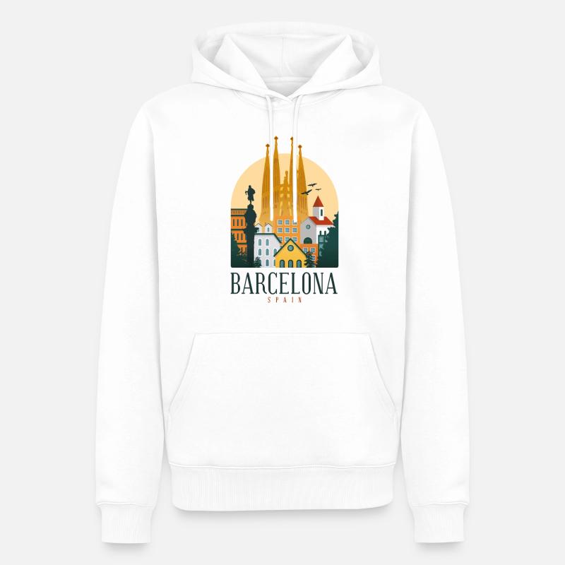 Souvenir de Barcelone Espagne - Sweat à capuche Premium bio Homme - blanc