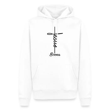 Jesus Rettet Christliches Geschenk Religion - Männer Premium Bio Hoodie - Weiß - Vorne - Nico (187cm)