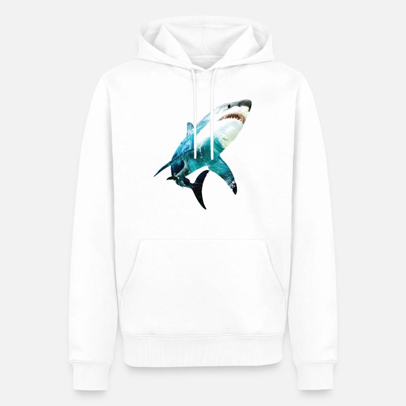 Chemise double exposition Shark - Sweat à capuche Premium bio Homme - blanc