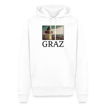 Art autriche, horizon, ville graz - Sweat à capuche Premium bio Homme - blanc - Devant - Nico (187cm)