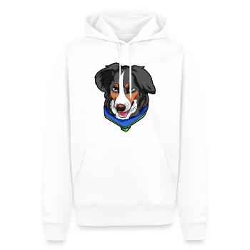 Cadeau de chien de berger américain miniature - Sweat à capuche Premium bio Homme - blanc - Devant - Nico (187cm)