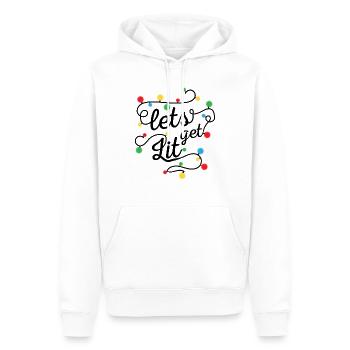 Christmas drink lights bulbs on gift - Men’s Premium Organic Hoodie - white - Front - Nico (187cm)