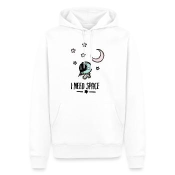 Ich brauche Platz - Männer Premium Bio Hoodie - Weiß - Vorne - Nico (187cm)