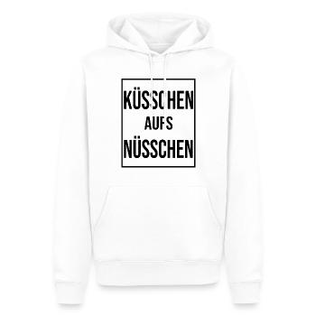 Bisous sur la noix noir - Sweat à capuche Premium bio Homme - blanc - Devant - Nico (187cm)