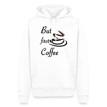 Aber zuerst Kaffee - Männer Premium Bio Hoodie - Weiß - Vorne - Nico (187cm)