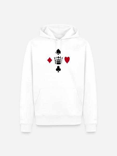 Spielkarten Zeichen König Pik Herz Kreuz Ass - Männer Premium Bio Hoodie - Weiß