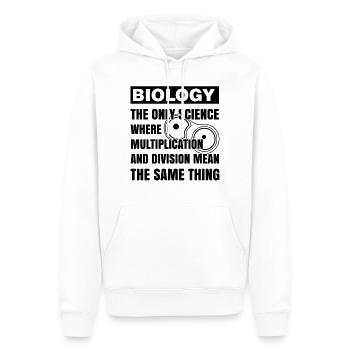 BIOLOGY - MULTIPLICATION AND DIVISION - Men’s Premium Organic Hoodie - white - Front - Nico (187cm)