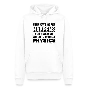 Tout se passe pour une raison - Physique - Sweat à capuche Premium bio Homme - blanc - Devant - Nico (187cm)