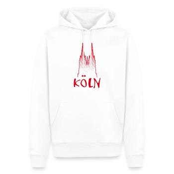 Köln, Dom, NRW, Kölner Dom, (rot) - Männer Premium Bio Hoodie - Weiß - Vorne - Nico (187cm)