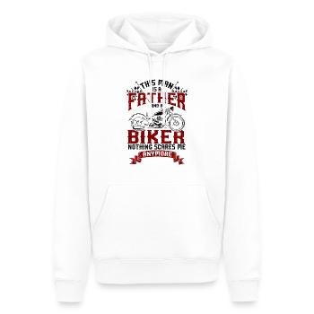 Père et motard - cadeau drôle de papa de course de moto - Sweat à capuche Premium bio Homme - blanc - Devant - Nico (187cm)