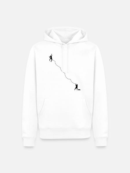 Tshirt arrampicata, uomo donna bambini - Felpa con cappuccio ecologica premium da uomo - bianco