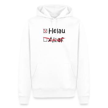 Helau, Alaaf, Düsseldorf, Köln, Karneval (schwarz) - Männer Premium Bio Hoodie - Weiß - Vorne - Nico (187cm)