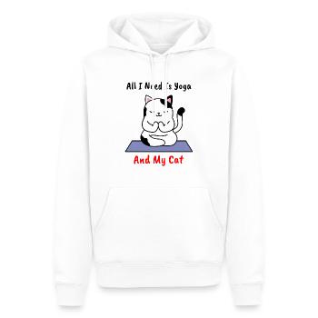Cadeau de méditation Kitty chaton chat yoga - Sweat à capuche Premium bio Homme - blanc - Devant - Nico (187cm)