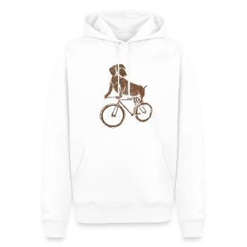 Chien vélo teckel cycliste BMX - Sweat à capuche Premium bio Homme - blanc - Devant - Nico (187cm)
