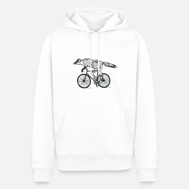 Roue vélo de renard - Sweat à capuche Premium bio Homme - blanc