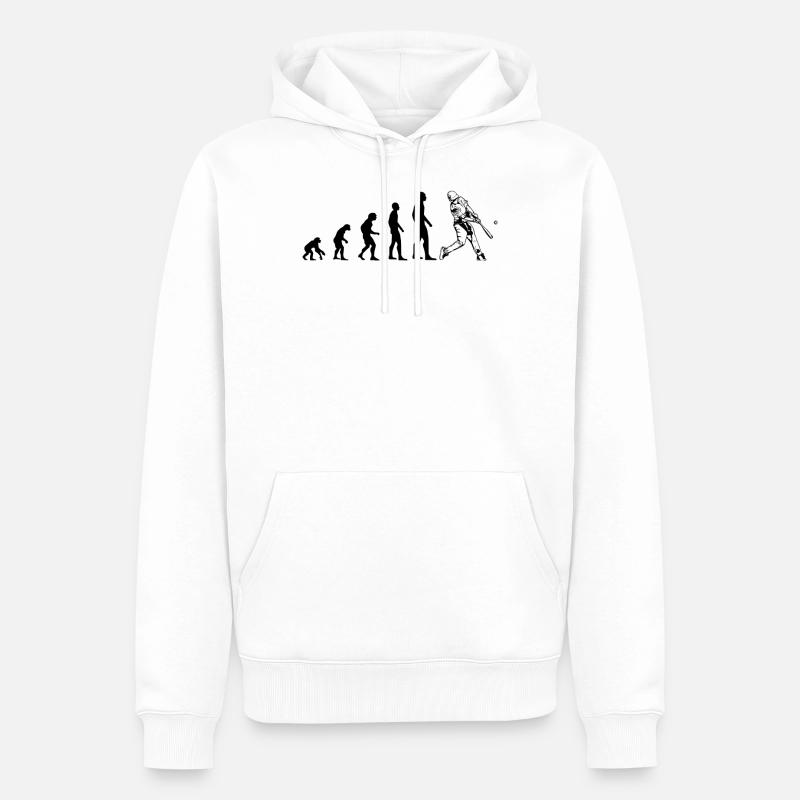 Baseball Spieler Evolution - Männer Premium Bio Hoodie - Weiß