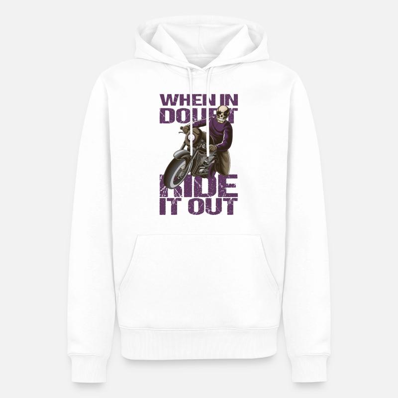 Skull Biker Geschenkidee - Männer Premium Bio Hoodie - Weiß