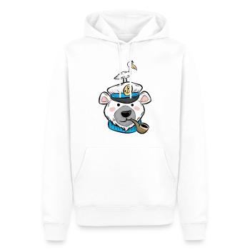 Eisbär Eis Bär Pfeife Möve Kapitän Cartoon Comic - Männer Premium Bio Hoodie - Weiß - Vorne - Nico (187cm)